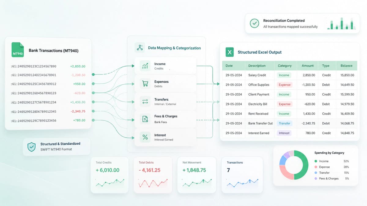 Bank transaction mapping for accounting reconciliation